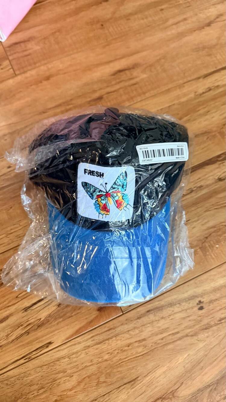 Over the Line Trucker Hat Butterfly Fresh Blue Black